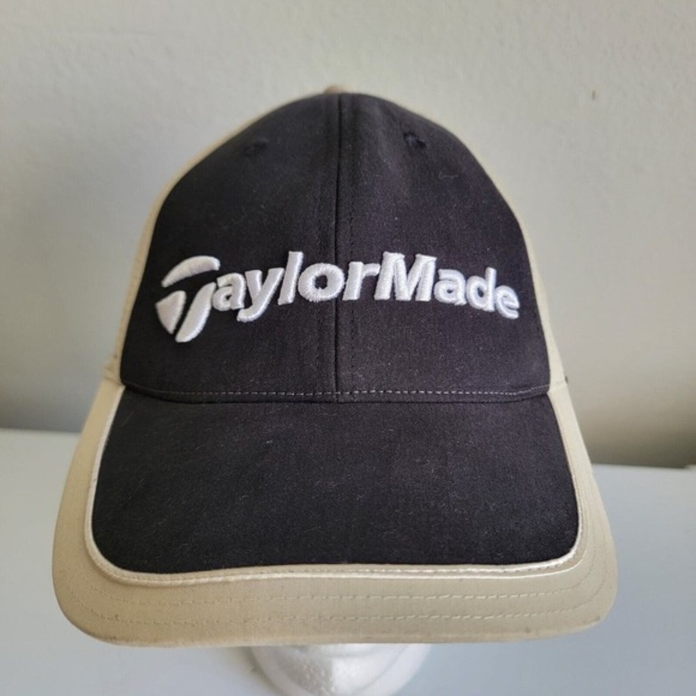 TaylorMade Golf Hat Cap TP Ball Burner Adjustable Strapback Black Tan